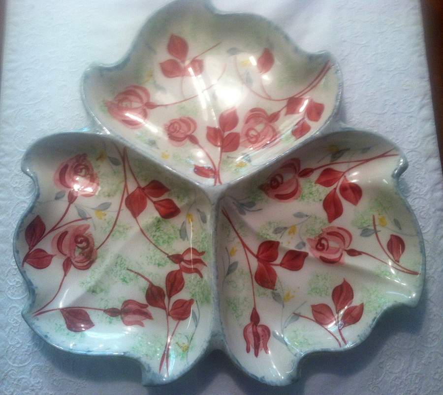 Rose Parade 3-Part Martha Snack Tray by Blue Ridge Southern Pottery-1