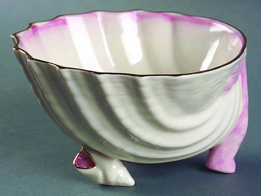 Neptune Pink (Gold Trim) Open Sugar Bowl by Belleek Pottery (Ireland)-1
