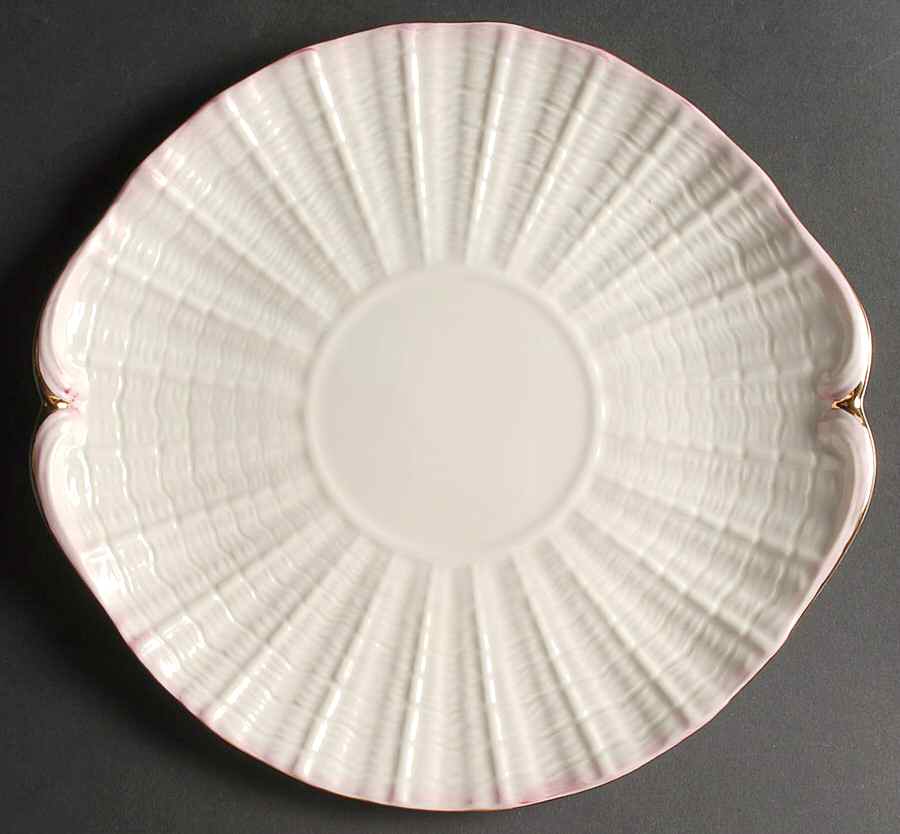 Neptune Pink (Gold Trim) Bread Serving Plate by Belleek Pottery (Ireland)-1