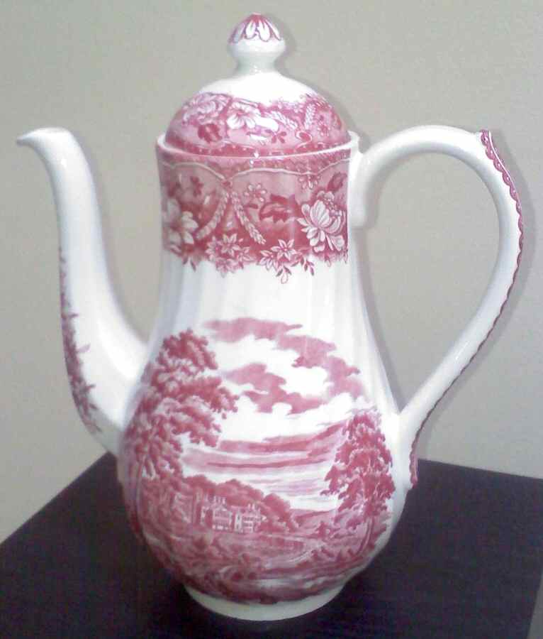 Old Castle Pink Coffee Pot & Lid by Barratts-1