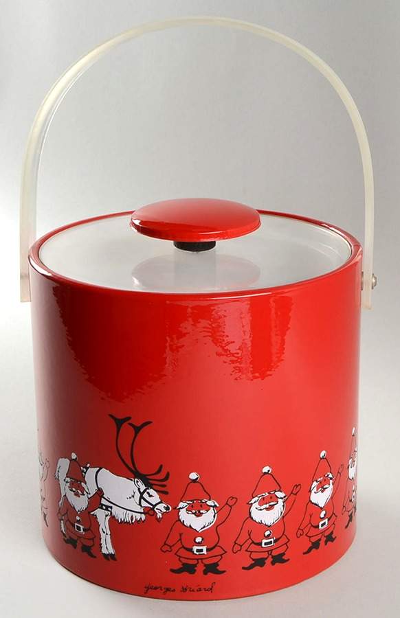 Santa Plastic Ice Bucket & Lid by Georges Briard-1