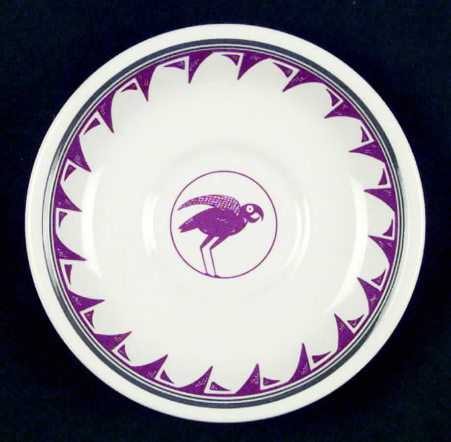 Ancient Mimbreno Indian-Burgundy (Replica) Saucer for Flat Cup by Pipestone-1