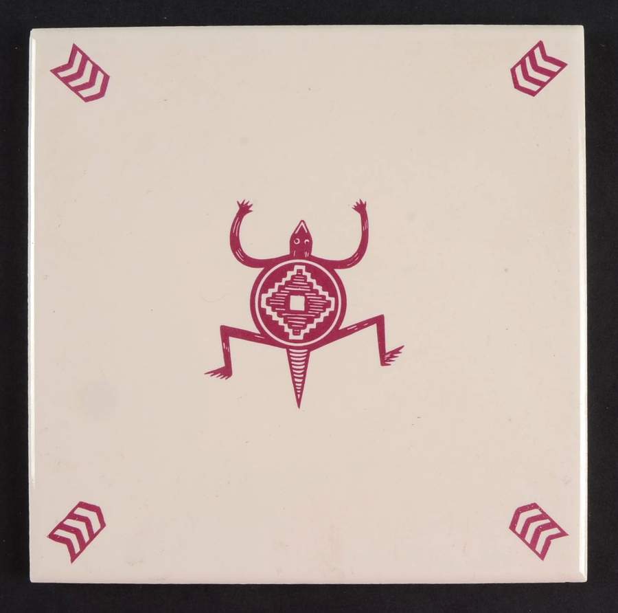 Ancient Mimbreno Indian-Burgundy (Replica) Tea Tile by Pipestone-1
