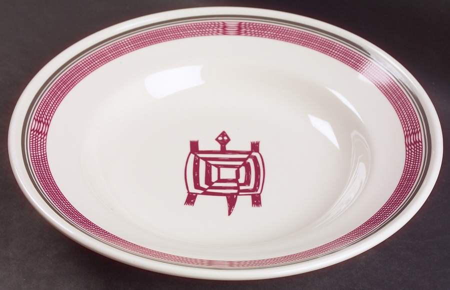 Ancient Mimbreno Indian-Burgundy (Replica) Large Rim Soup Bowl by Pipestone-1