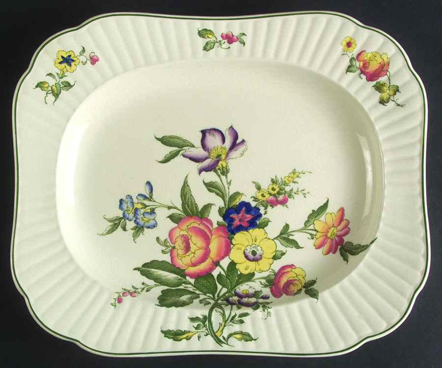 Old Country Sprays (Ribbed) 11" Oval Serving Platter by Booths-1