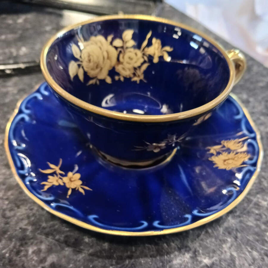 BTH90 Footed Cup & Saucer Set by Bareuther & Co-1