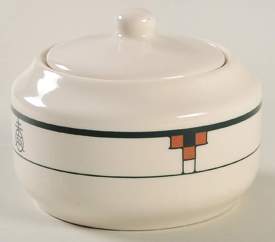 BUF68 Sugar Bowl & Lid by Buffalo Pottery-1