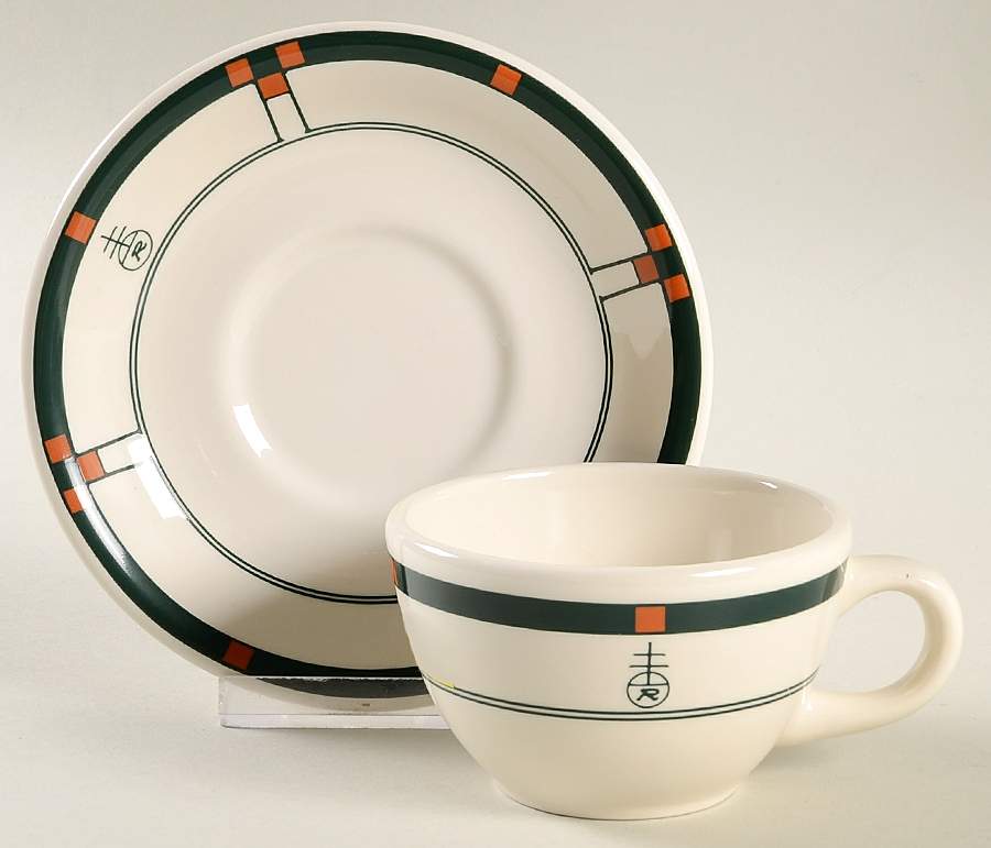 BUF68 Flat Cup & Saucer Set by Buffalo Pottery-1
