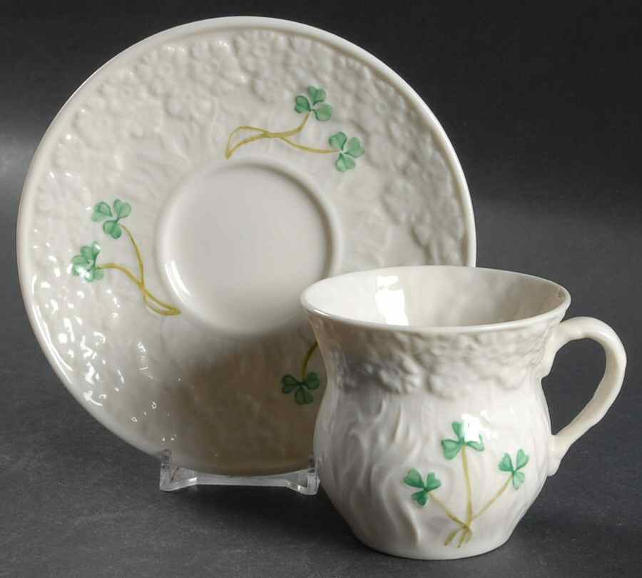 Daisy (Giftware) Flat Cup & Saucer Set by Belleek Pottery (Ireland)-1