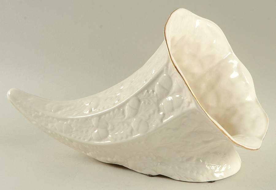 Oak Leaf (Giftware) 12" Cornucopia by Belleek Pottery (Ireland)-1