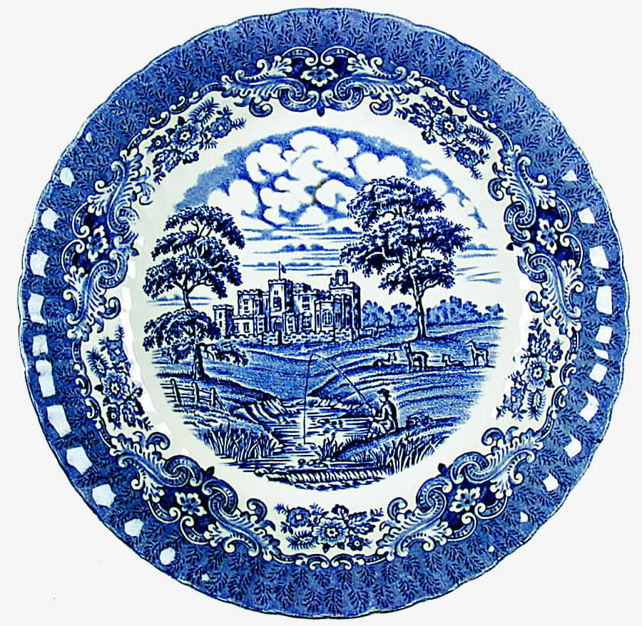 Olde Country Castles Blue Coupe Soup Bowl by British Anchor-1