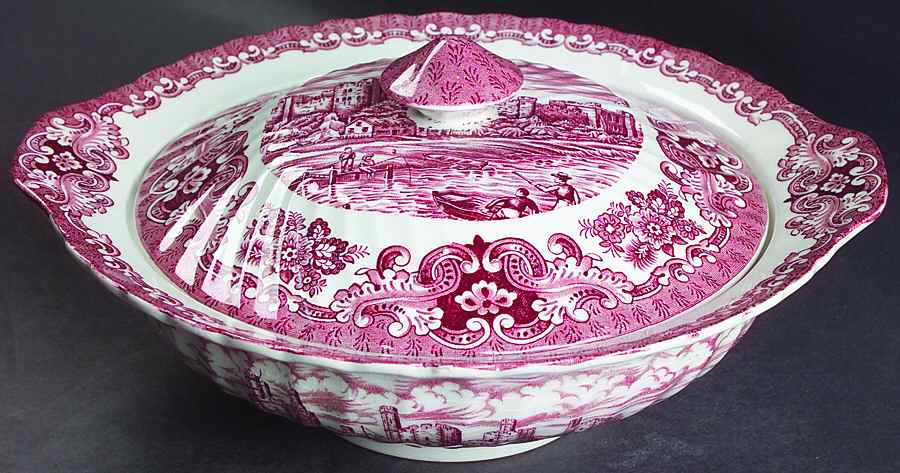 Olde Country Castles Red Round Covered Vegetable by British Anchor-1