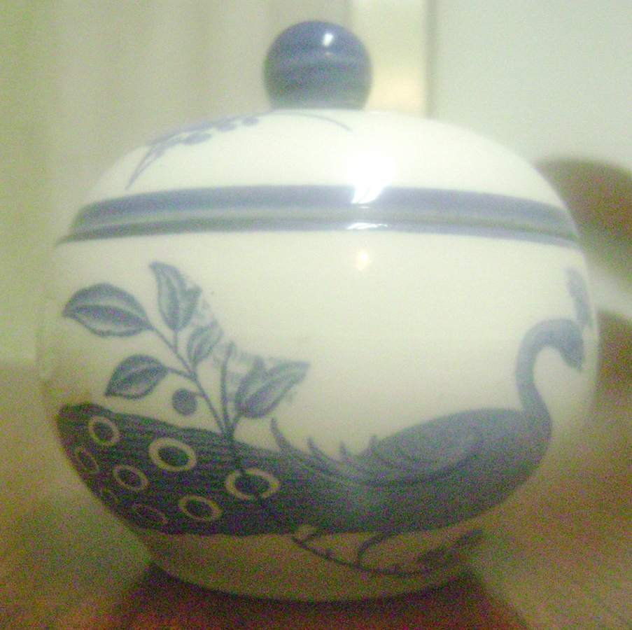 Paon Bleu Sugar Bowl & Lid by Boch-1