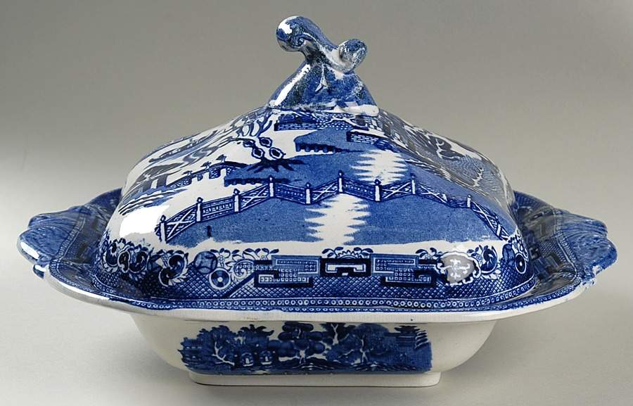 Willow Blue Square Covered Vegetable by Britannia Pottery -1