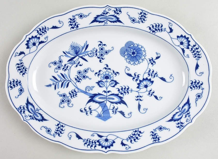 Blue Danube (2001 Anniversary Stamp) 12" Oval Serving Platter by Blue Danube (Japan)-1
