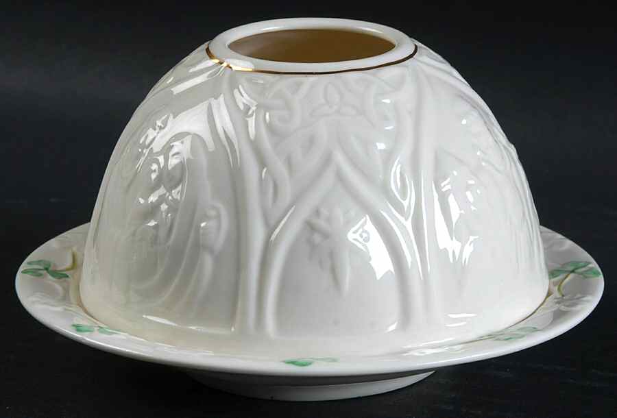 Shamrock Lithophane Candle Votive by Belleek Pottery (Ireland)-1