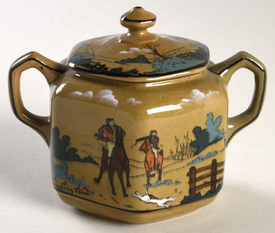 Fallowfield Hunt Sugar Bowl & Lid by Buffalo Pottery-1
