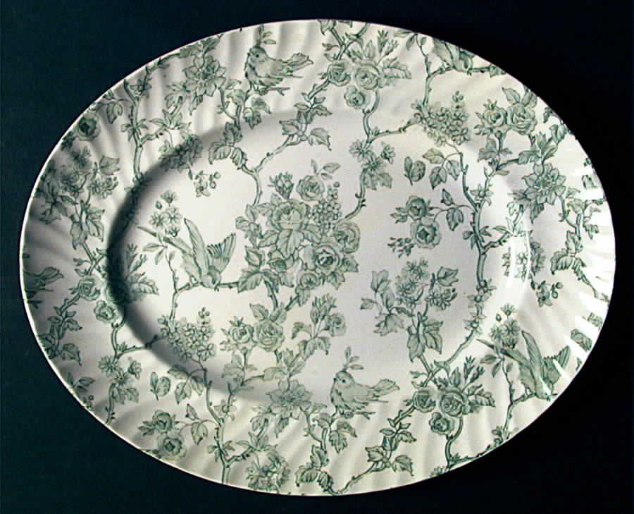 Songbirds Green 12" Oval Serving Platter by Barratts-1