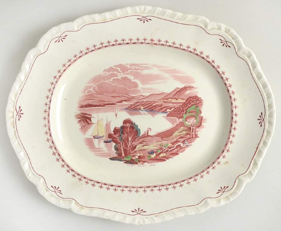 Early American Scenes 14" Oval Serving Platter by Booths-1