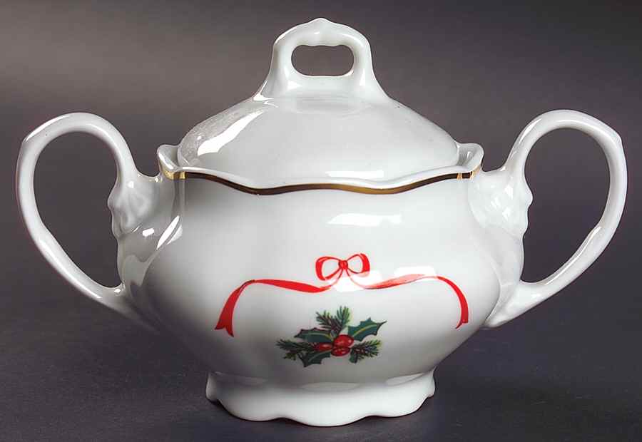 Basket of Cheer (Scalloped, No Emboss) Sugar Bowl & Lid by Baum Brothers-1