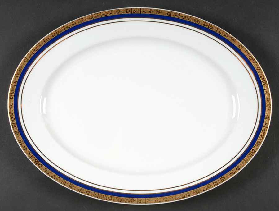 Hartford Cobalt 14" Oval Serving Platter by Baum Brothers-1