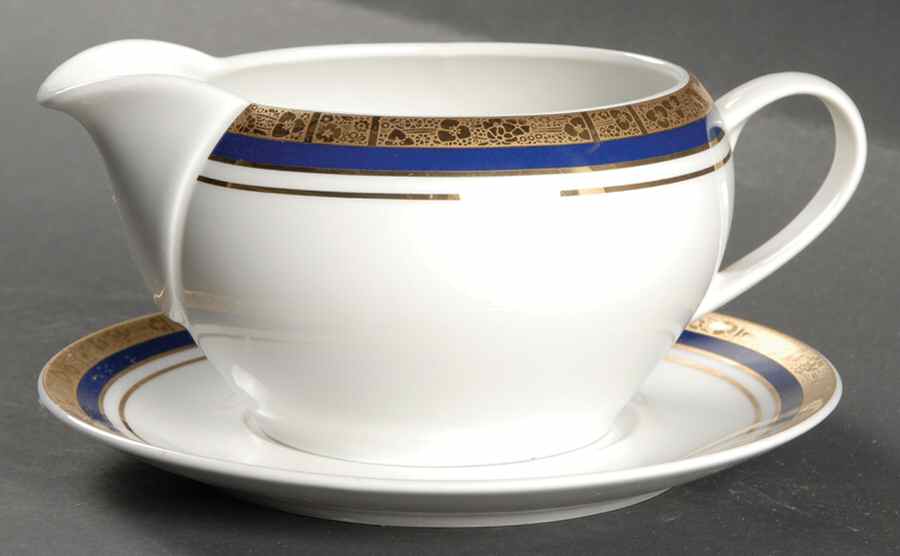 Hartford Cobalt Gravy Boat & Underplate by Baum Brothers-1