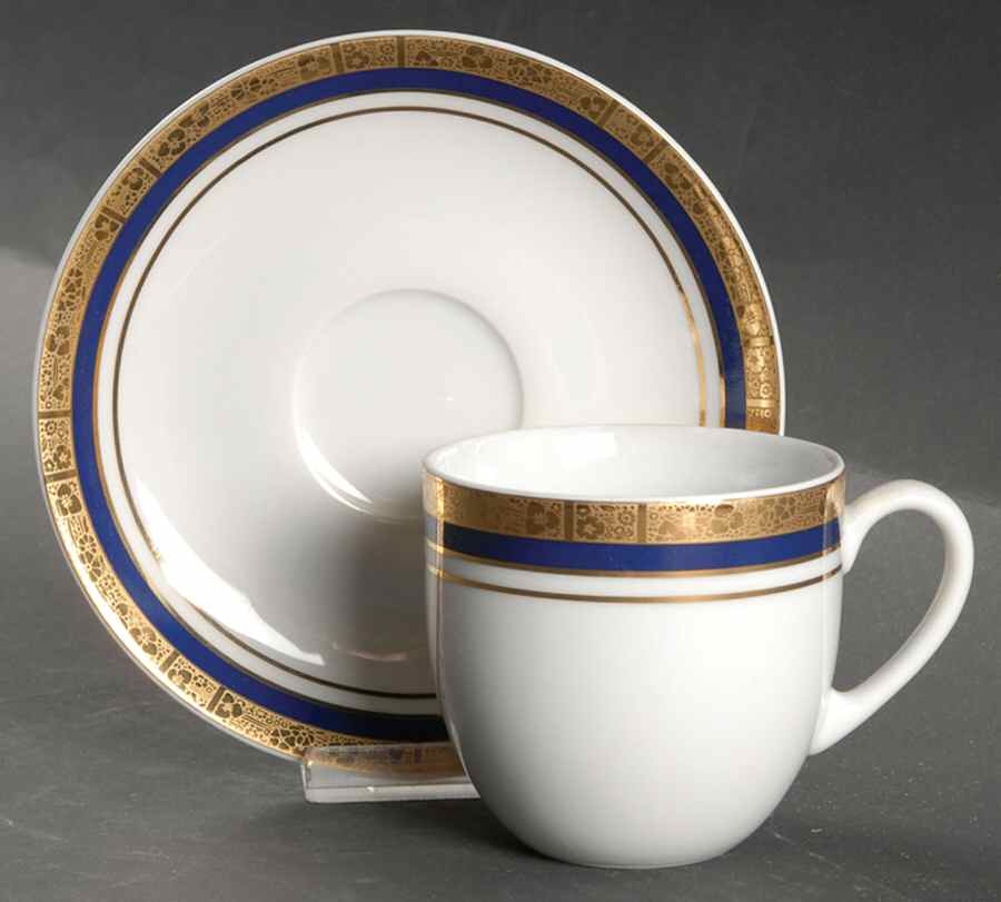 Hartford Cobalt Flat Cup & Saucer Set by Baum Brothers-1