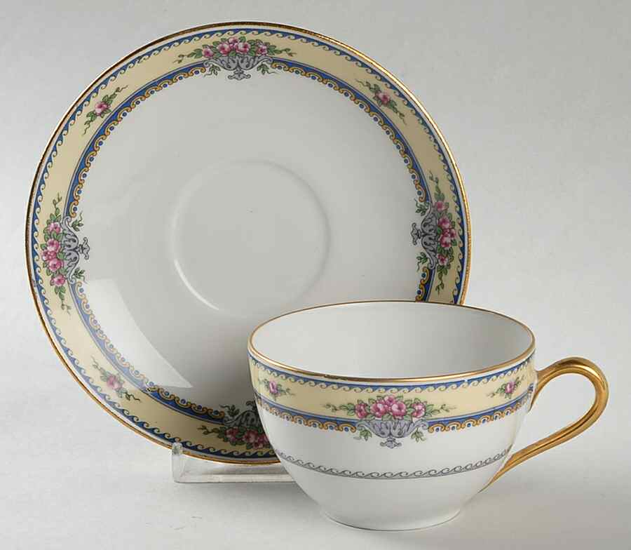 BOJ48 Flat Cup & Saucer Set by Jean Boyer (Limoges)-1