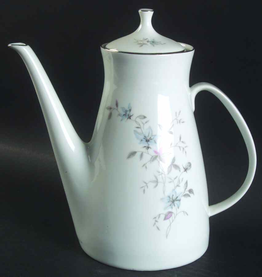 Blue Fantasy (Platinum Trim) Coffee Pot & Lid by Bohemia Ceramic Works-1