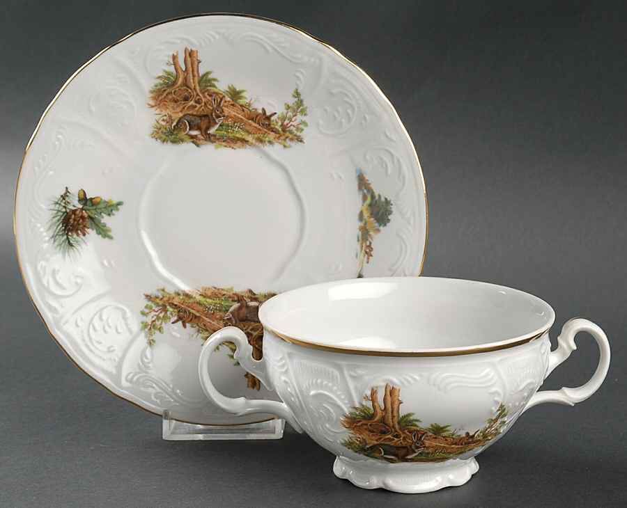 THU560 Footed Cream Soup Bowl & Saucer Set by Thun-1