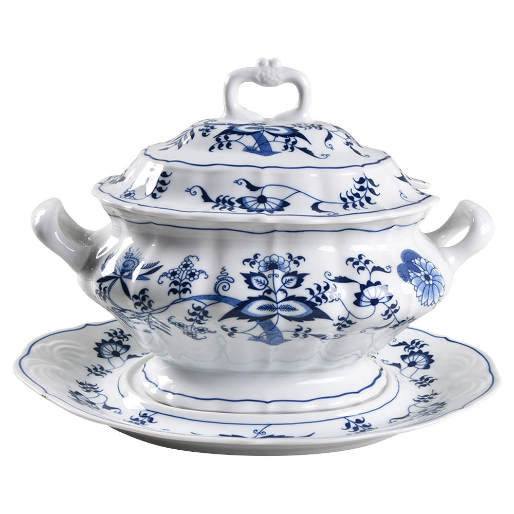 Blue Danube (New 2002 Production) Oval Tureen & Lid with Underplate by Blue Danube (Japan)-1