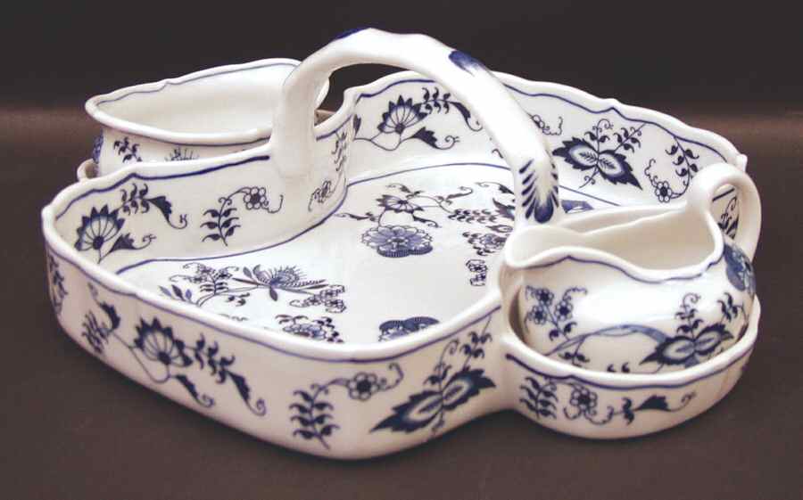 Blue Danube (New 2002 Production) Strawberry Basket W/Creamer & Open Sugar by Blue Danube (Japan)-1