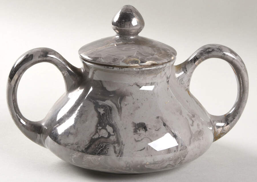 Surf Ballet (Gray & Platinum) Sugar Bowl & Lid by Sascha Brastoff-1