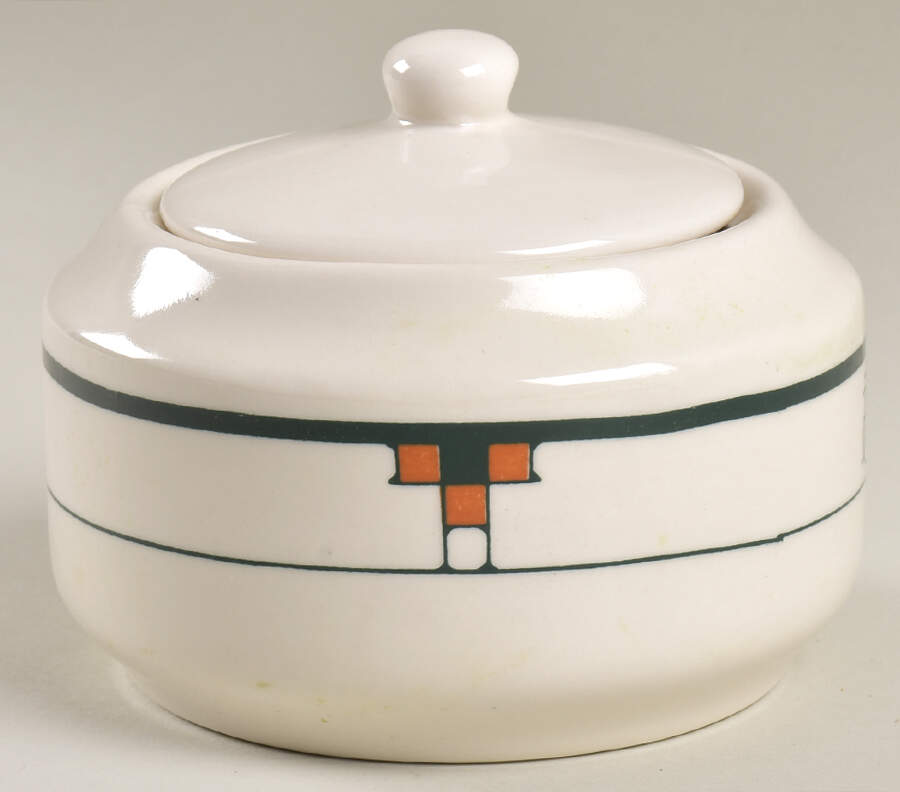 BUF78 Sugar Bowl & Lid by Buffalo Pottery-1