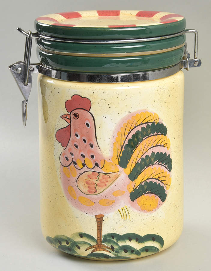 Red Check Rooster 8" Storage Jar & Lid by Baum Brothers-1