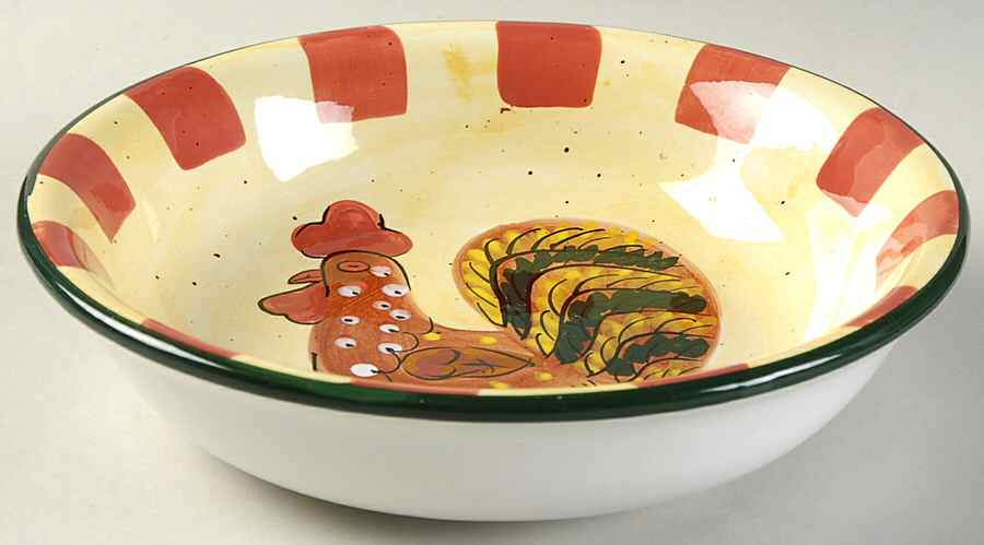 Red Check Rooster Coupe Soup Bowl by Baum Brothers-1