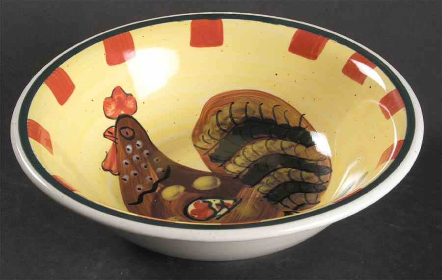 Red Check Rooster Coupe Soup Bowl by Baum Brothers-1