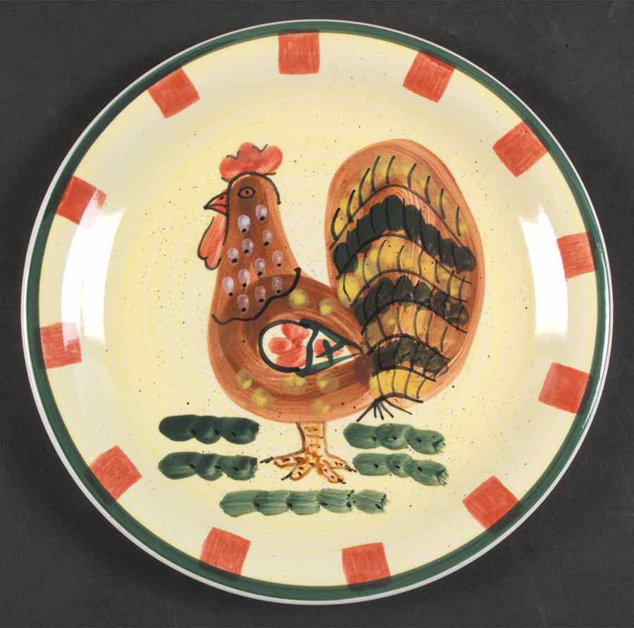Red Check Rooster Salad Plate by Baum Brothers-1