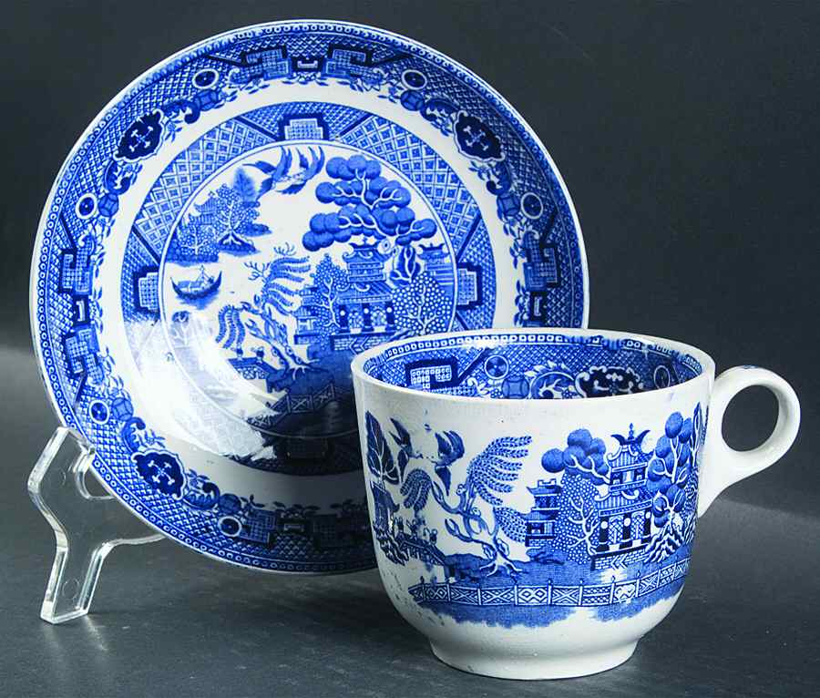 Blue Willow (Smooth) Breakfast Cup & Cream Soup Saucer Set by Bourne & Leigh-1