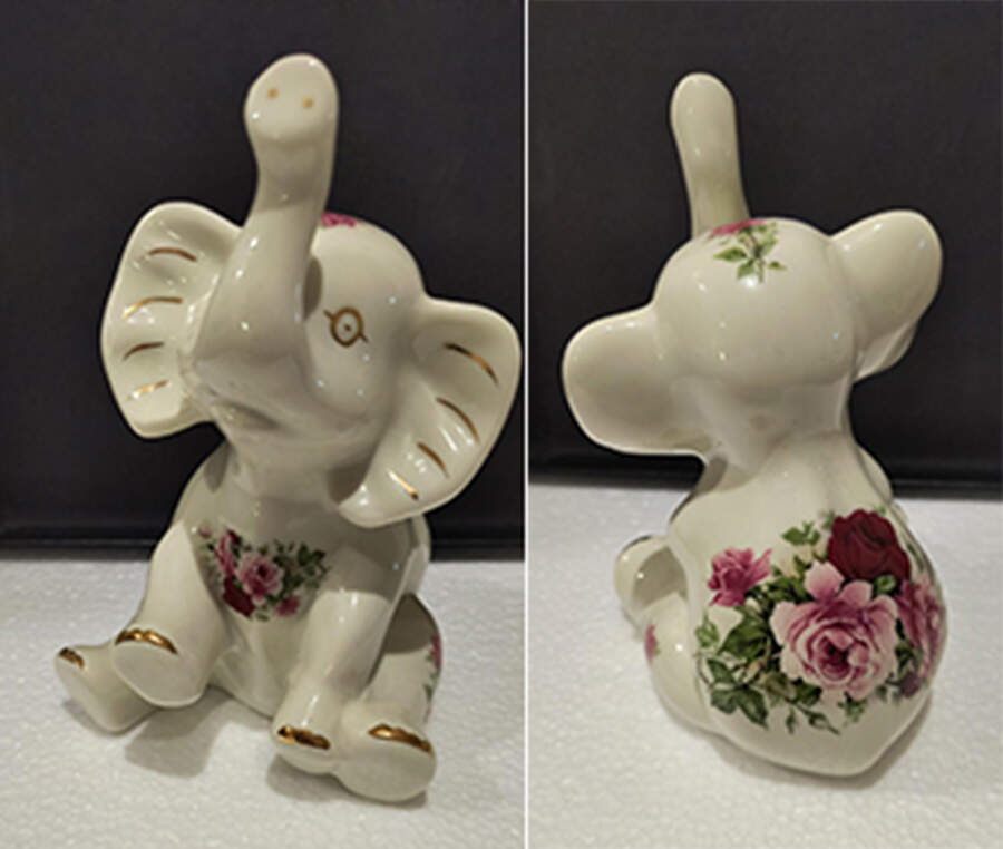 Victorian Rose Elephant Figurine by Baum Brothers-1