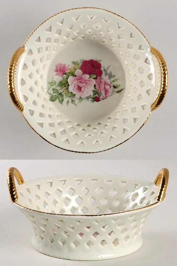 Victorian Rose Pierced Basket by Baum Brothers-1