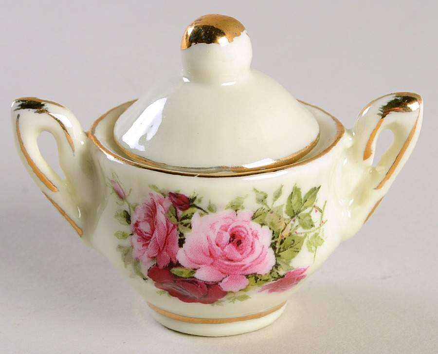 Victorian Rose Miniature Sugar Bowl & Lid by Baum Brothers-1