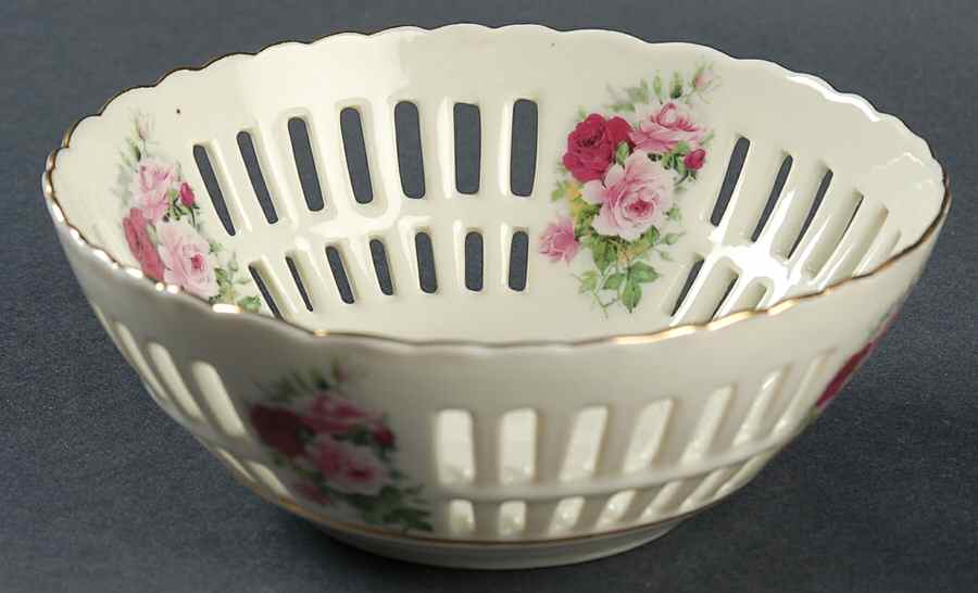 Victorian Rose 5" Pierced Round Bowl by Baum Brothers-1