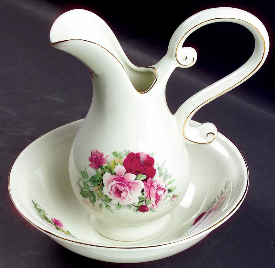 Victorian Rose 16 Oz Pitcher and Bowl Set by Baum Brothers-1