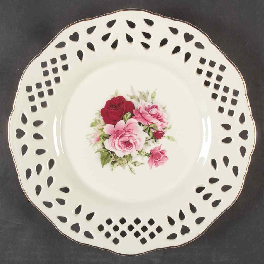 Victorian Rose Pierced Edge Dinner Plate by Baum Brothers-1