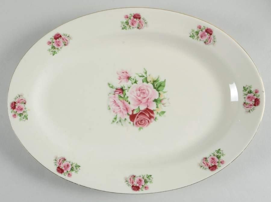 Victorian Rose 14" Oval Serving Platter by Baum Brothers-1