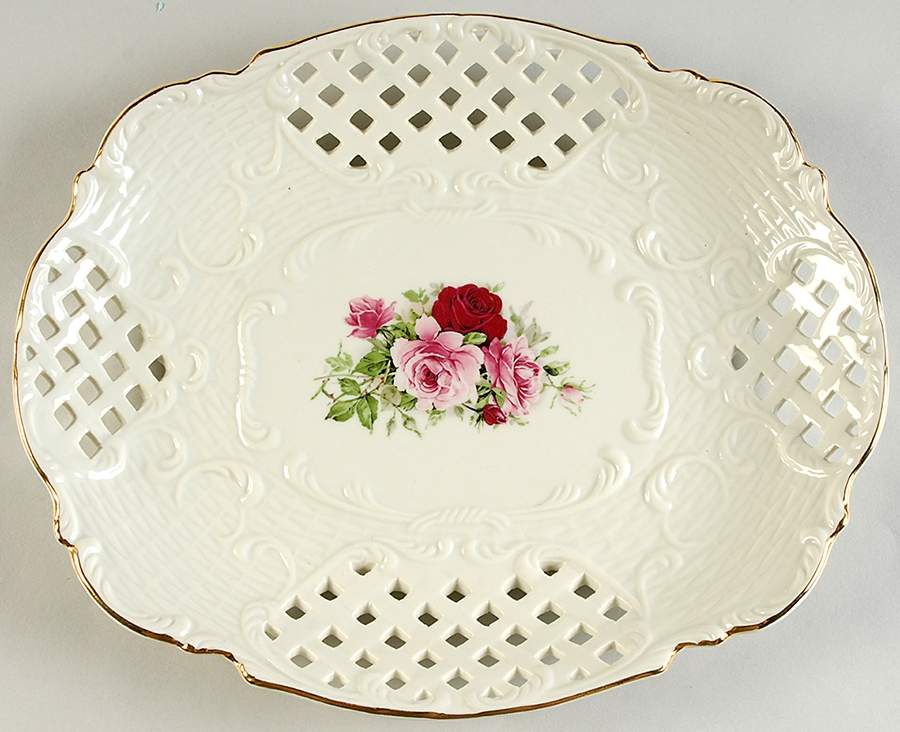 Victorian Rose Pierced Sandwich Tray by Baum Brothers-1