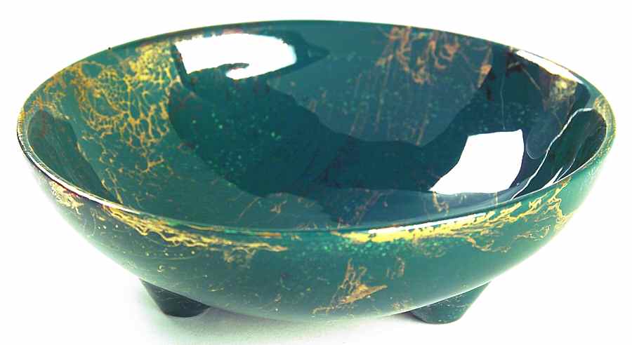 Surf Ballet (Dark Green & Gold) Fruit/Dessert (Sauce) Bowl by Sascha Brastoff-1