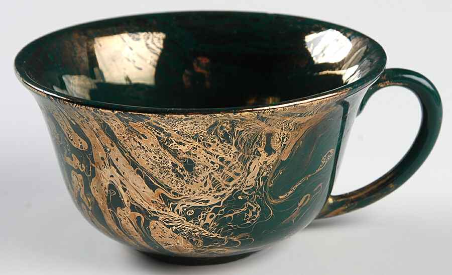 Surf Ballet (Dark Green & Gold) Flat Cup by Sascha Brastoff-1