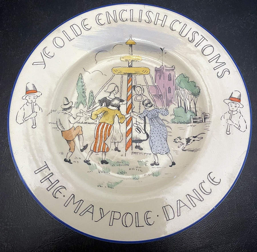 Scenes of Olde English Customs (Blue Trim) Bread & Butter Plate by Burgess & Leigh-1